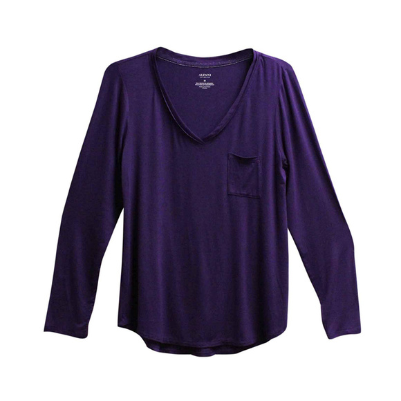 Alfani Pink V-Neck Long Sleeve Knit Pajama Shirt Top Sleepwear Women/'s XS,XL